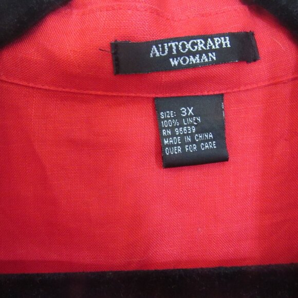Autograph, Red 100% Linen Woman's Shirt, Size 3X    I640 - Picture 5 of 6